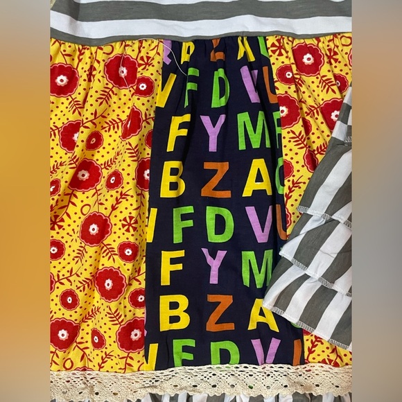 Colorful Alphabet Kids Dress with Stripes - Picture 3 of 5